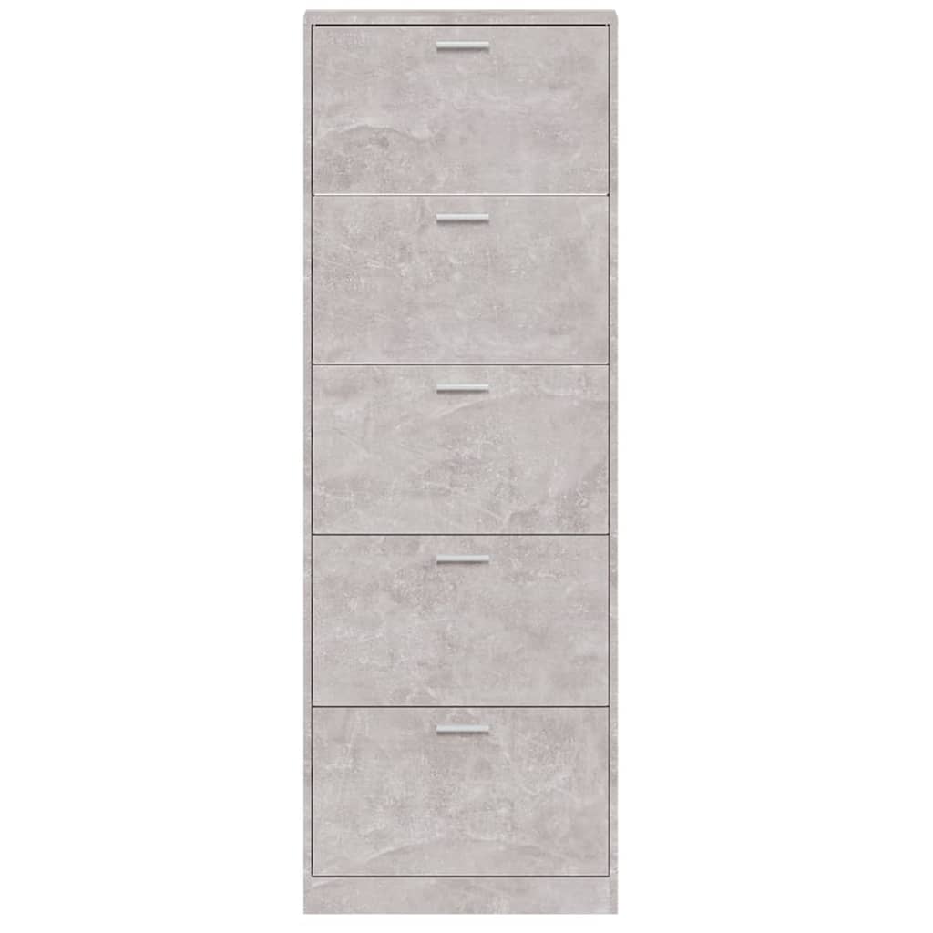 vidaXL Shoe Cabinet Concrete Grey 59x17x169 cm Engineered Wood