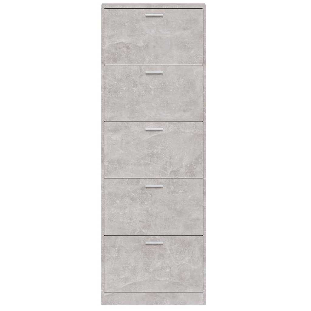 vidaXL Shoe Cabinet Concrete Grey 59x17x169 cm Engineered Wood