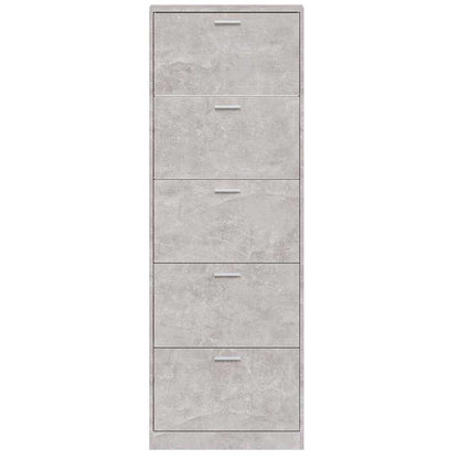 vidaXL Shoe Cabinet Concrete Grey 59x17x169 cm Engineered Wood