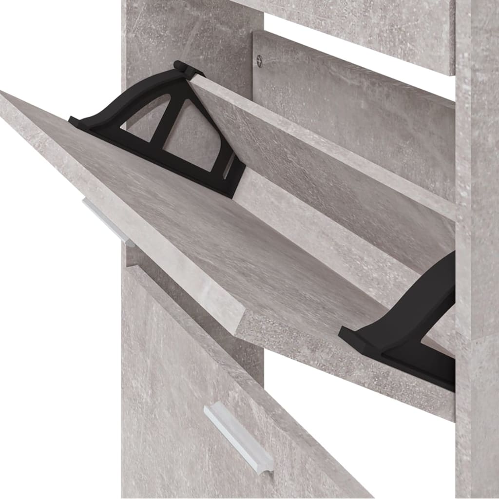 vidaXL Shoe Cabinet Concrete Grey 59x17x169 cm Engineered Wood