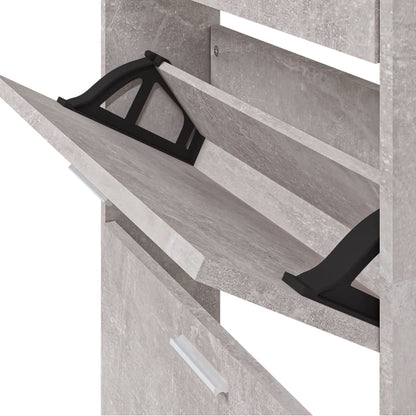 vidaXL Shoe Cabinet Concrete Grey 59x17x169 cm Engineered Wood