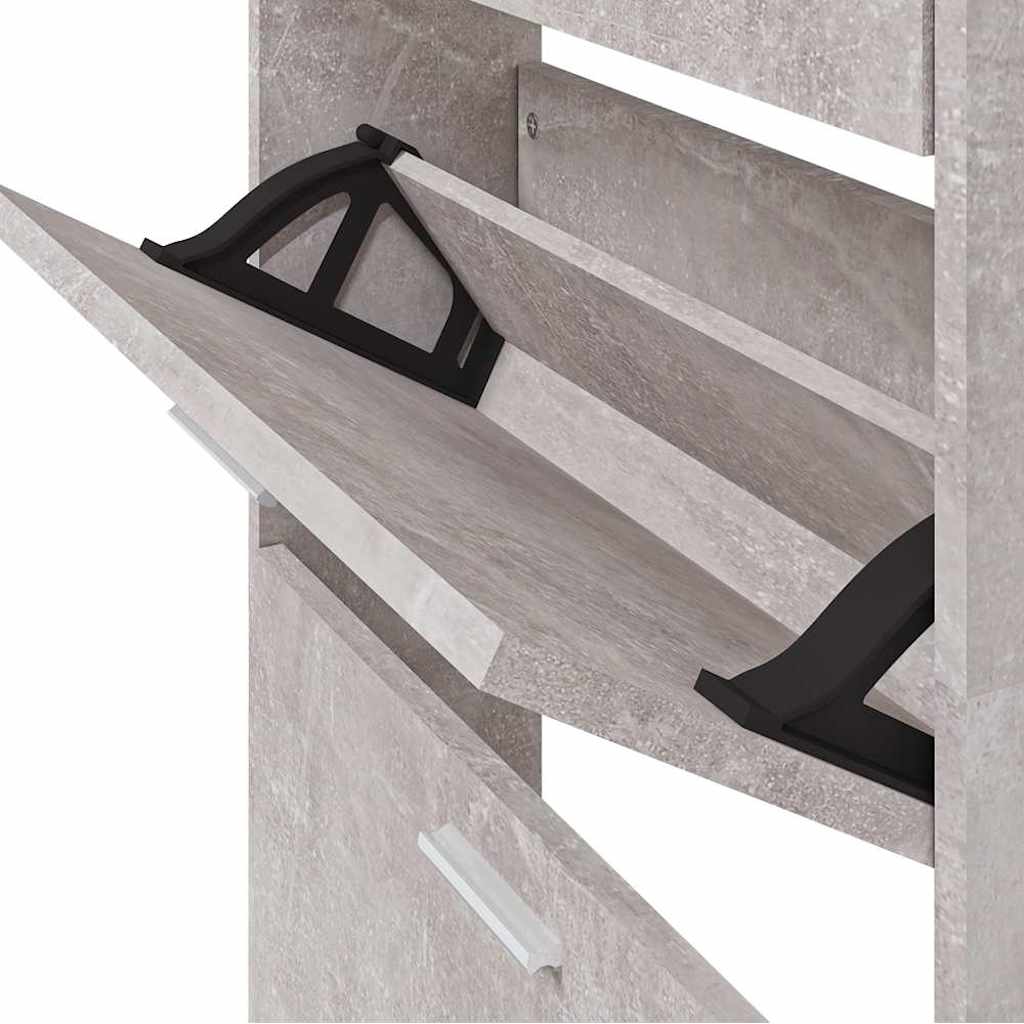 vidaXL Shoe Cabinet Concrete Grey 59x17x169 cm Engineered Wood