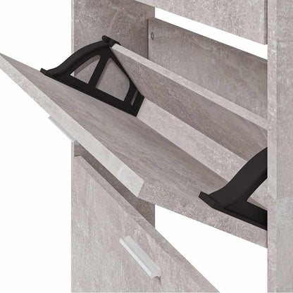 vidaXL Shoe Cabinet Concrete Grey 59x17x169 cm Engineered Wood