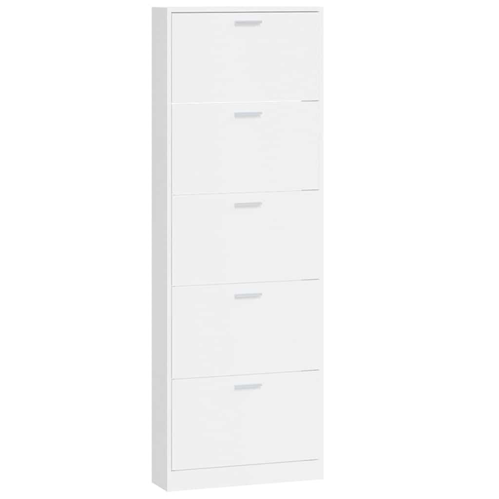 vidaXL Shoe Cabinet High Gloss White 59x17x169 cm Engineered Wood