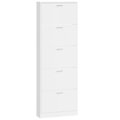 vidaXL Shoe Cabinet High Gloss White 59x17x169 cm Engineered Wood