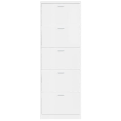 vidaXL Shoe Cabinet High Gloss White 59x17x169 cm Engineered Wood
