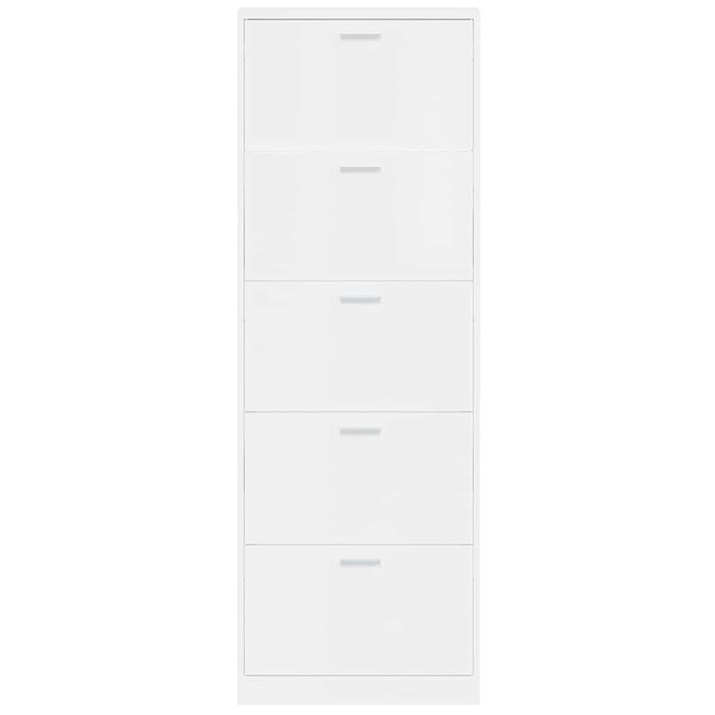 vidaXL Shoe Cabinet High Gloss White 59x17x169 cm Engineered Wood