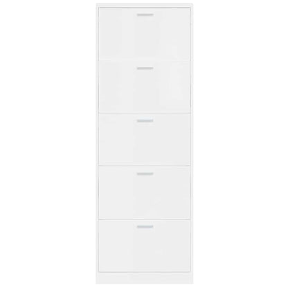 vidaXL Shoe Cabinet High Gloss White 59x17x169 cm Engineered Wood