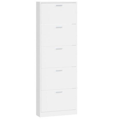 vidaXL Shoe Cabinet High Gloss White 59x17x169 cm Engineered Wood