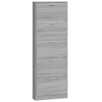 vidaXL Shoe Cabinet Grey Sonoma 59x17x169 cm Engineered Wood