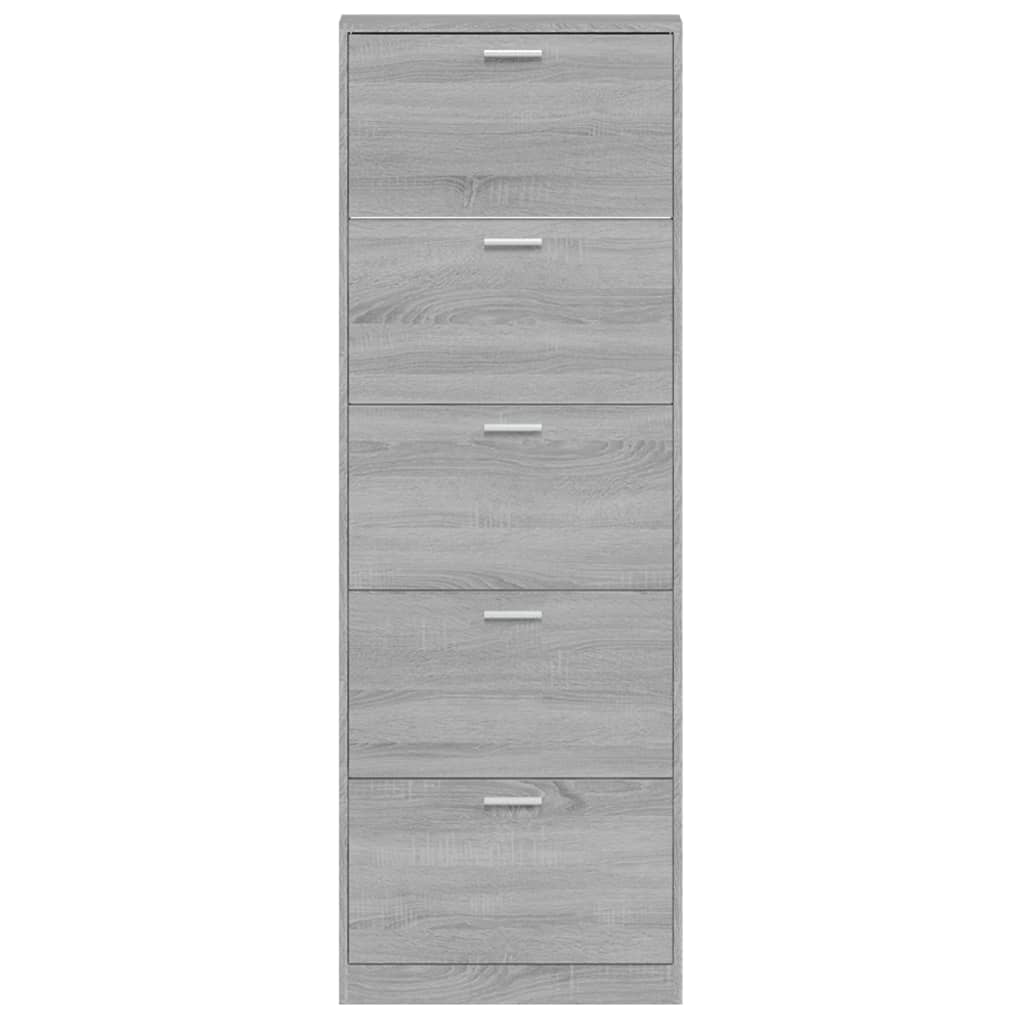 vidaXL Shoe Cabinet Grey Sonoma 59x17x169 cm Engineered Wood