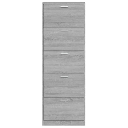 vidaXL Shoe Cabinet Grey Sonoma 59x17x169 cm Engineered Wood