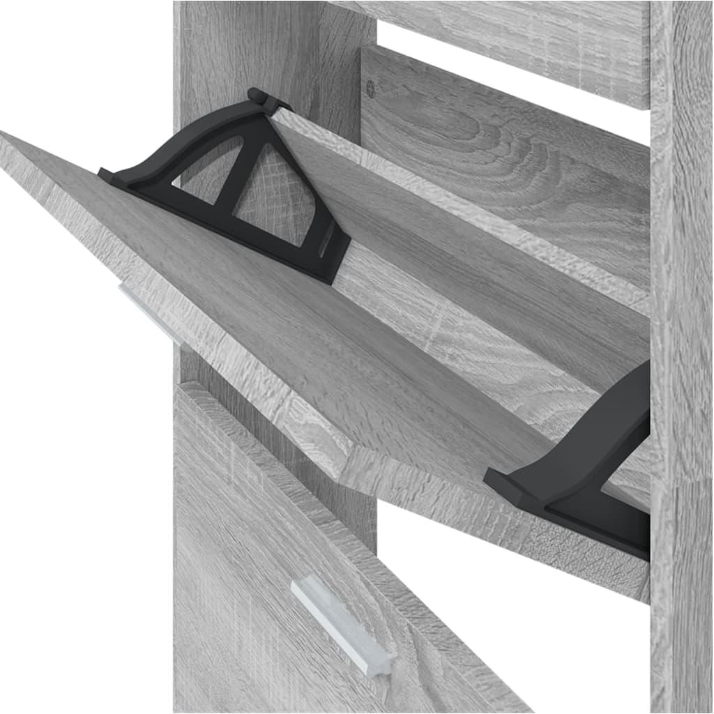 vidaXL Shoe Cabinet Grey Sonoma 59x17x169 cm Engineered Wood