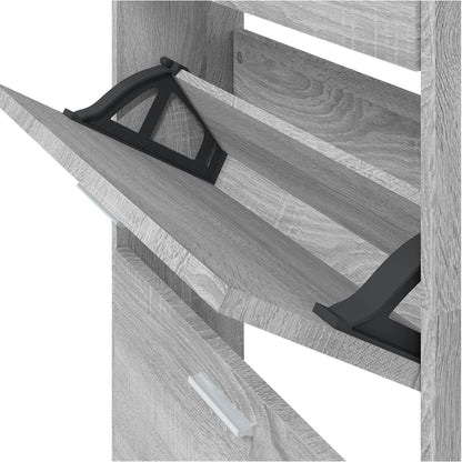 vidaXL Shoe Cabinet Grey Sonoma 59x17x169 cm Engineered Wood