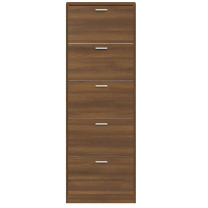 vidaXL Shoe Cabinet Brown Oak 59x17x169 cm Engineered Wood