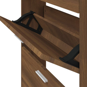 vidaXL Shoe Cabinet Brown Oak 59x17x169 cm Engineered Wood