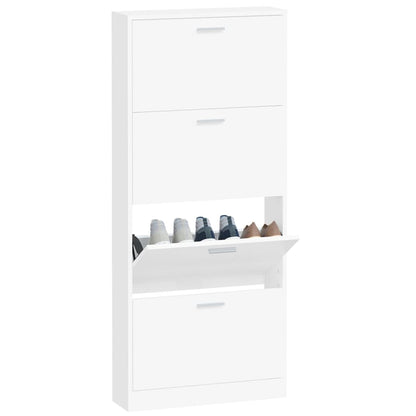 vidaXL Shoe Cabinet White 59x17x150 cm Engineered Wood