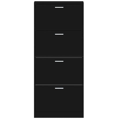 vidaXL Shoe Cabinet Black 59x17x150 cm Engineered Wood