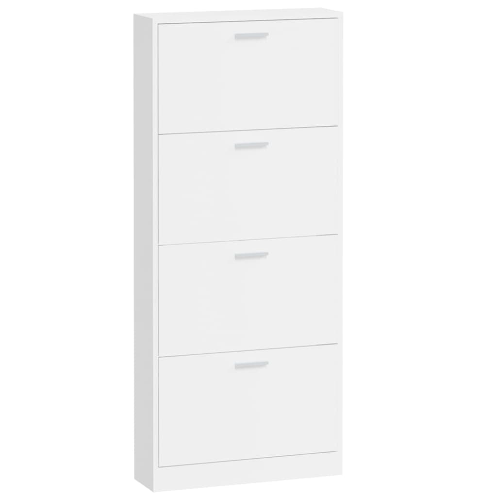 vidaXL Shoe Cabinet High Gloss White 59x17x150 cm Engineered Wood