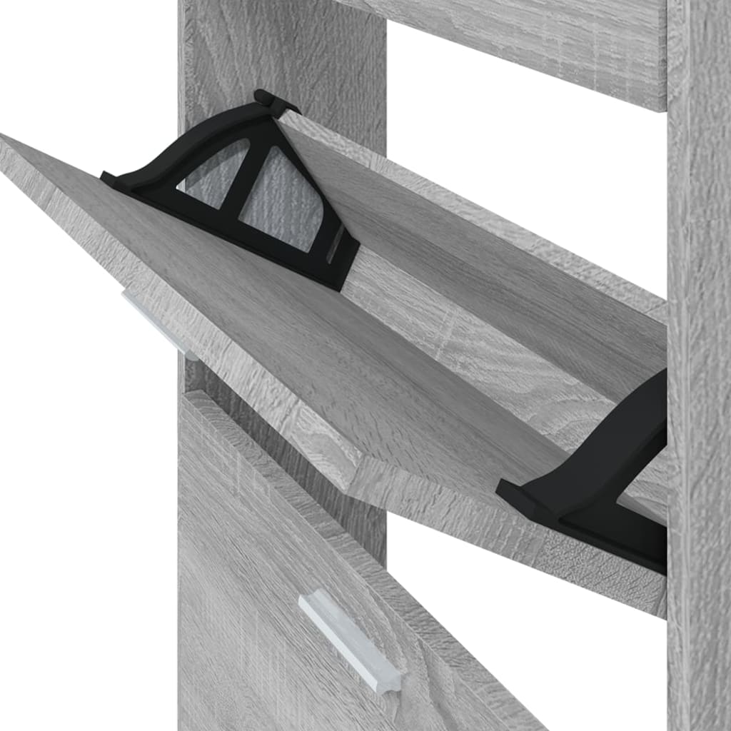 vidaXL Shoe Cabinet Grey Sonoma 59x17x150 cm Engineered Wood