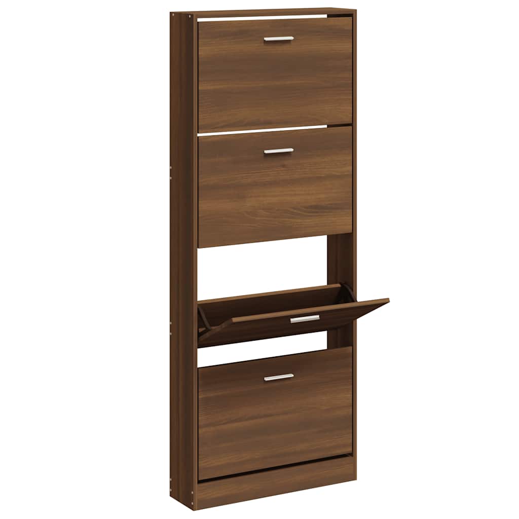 vidaXL Shoe Cabinet Brown Oak 59x17x150 cm Engineered Wood