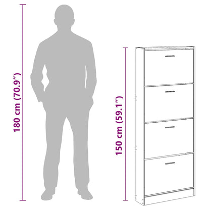 vidaXL Shoe Cabinet Brown Oak 59x17x150 cm Engineered Wood