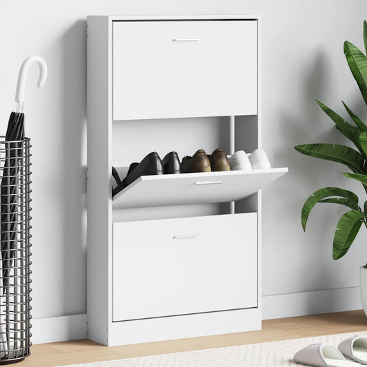 vidaXL Shoe Cabinet White 59x17x108 cm Engineered Wood