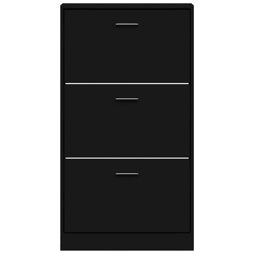 vidaXL Shoe Cabinet Black 59x17x108 cm Engineered Wood