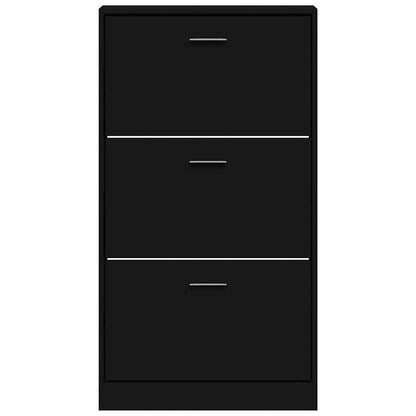 vidaXL Shoe Cabinet Black 59x17x108 cm Engineered Wood