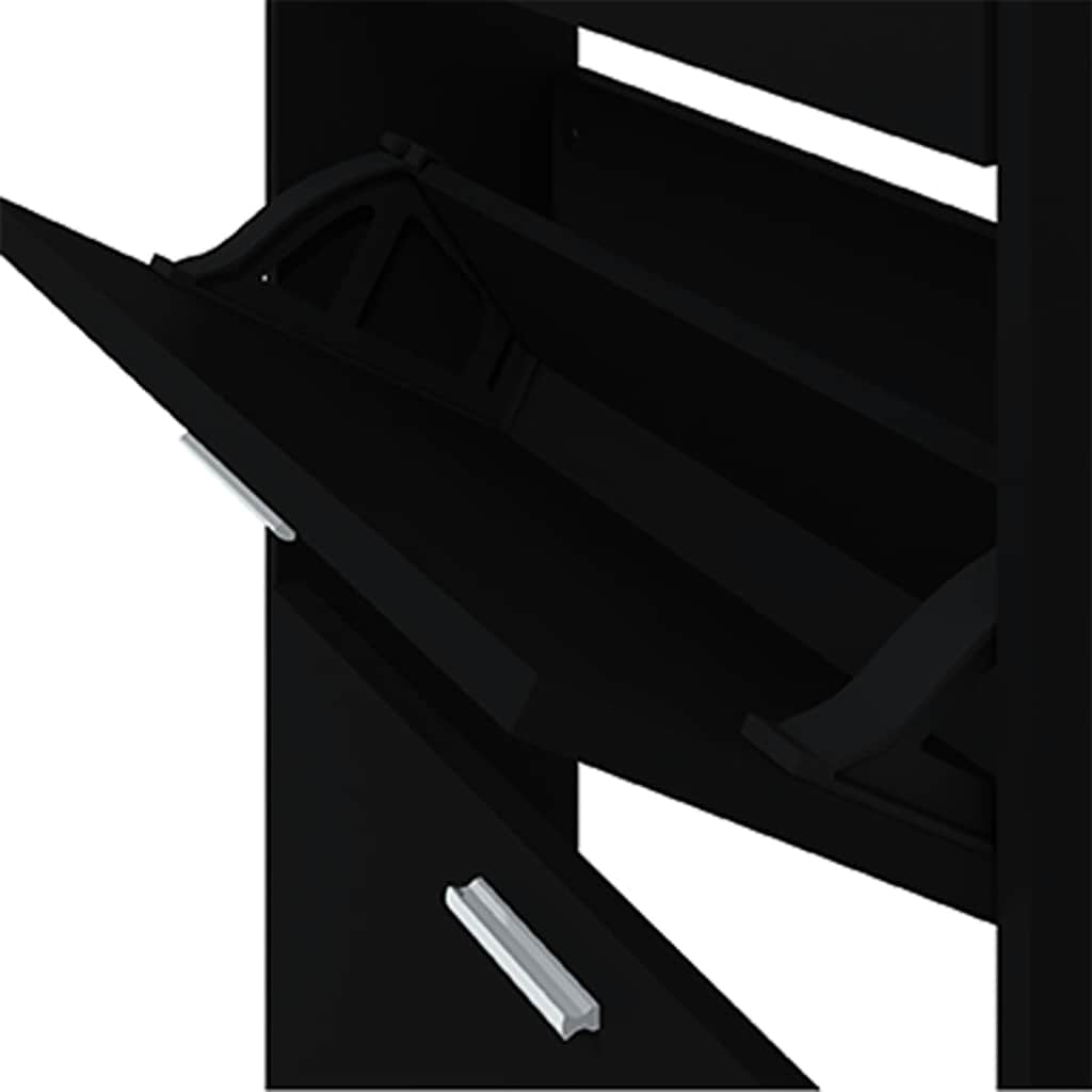 vidaXL Shoe Cabinet Black 59x17x108 cm Engineered Wood