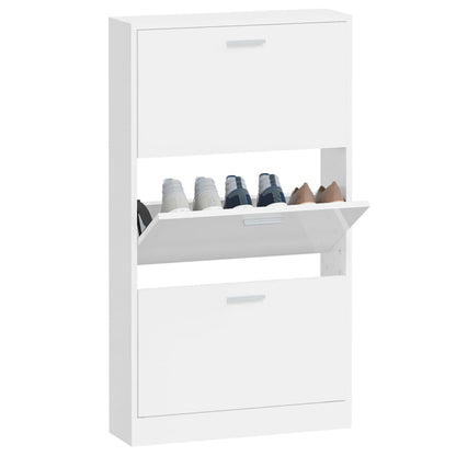 vidaXL Shoe Cabinet High Gloss White 59x17x108 cm Engineered Wood