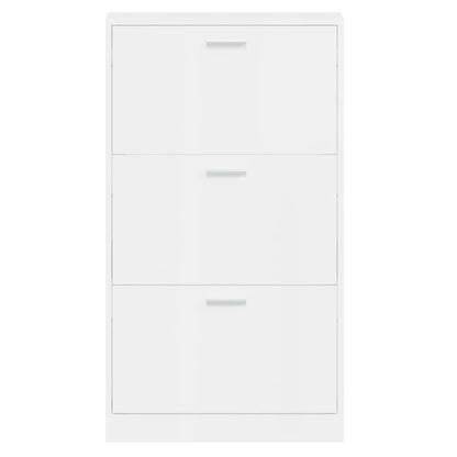 vidaXL Shoe Cabinet High Gloss White 59x17x108 cm Engineered Wood