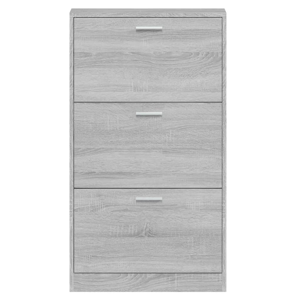 vidaXL Shoe Cabinet Grey Sonoma 59x17x108 cm Engineered Wood