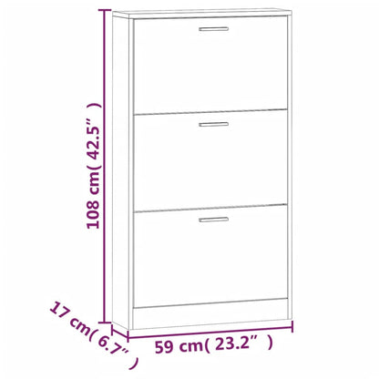 vidaXL Shoe Cabinet Grey Sonoma 59x17x108 cm Engineered Wood