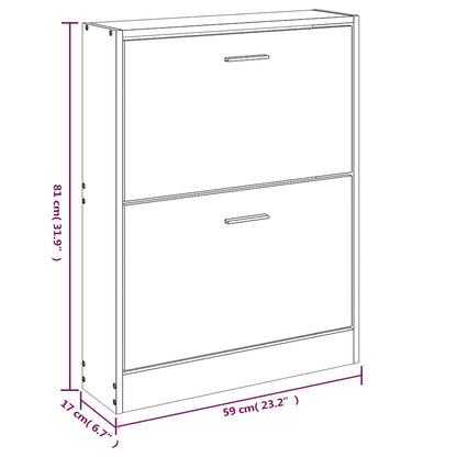 vidaXL Shoe Cabinet Oak 59x17x81 cm Engineered Wood