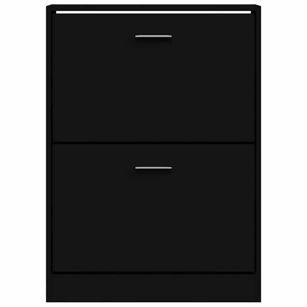 vidaXL Shoe Cabinet Black 59x17x81 cm Engineered Wood