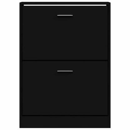 vidaXL Shoe Cabinet Black 59x17x81 cm Engineered Wood