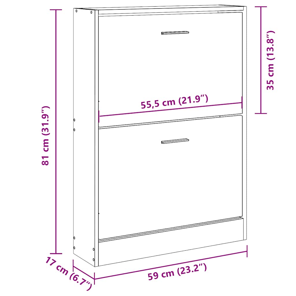vidaXL Shoe Cabinet Black 59x17x81 cm Engineered Wood