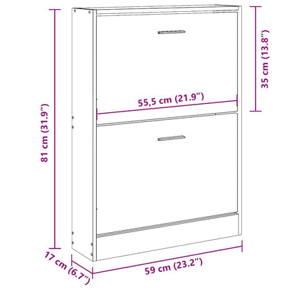 vidaXL Shoe Cabinet Black 59x17x81 cm Engineered Wood