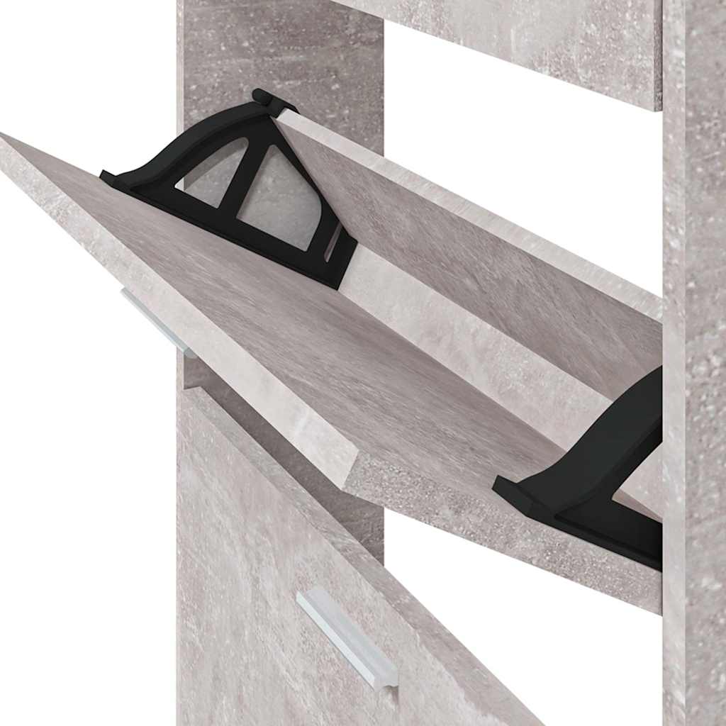 vidaXL Shoe Cabinet Concrete Grey 59x17x81 cm Engineered Wood