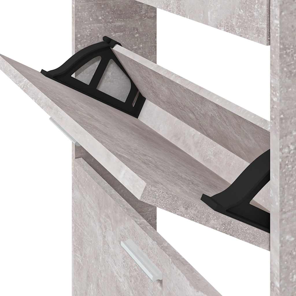 vidaXL Shoe Cabinet Concrete Grey 59x17x81 cm Engineered Wood