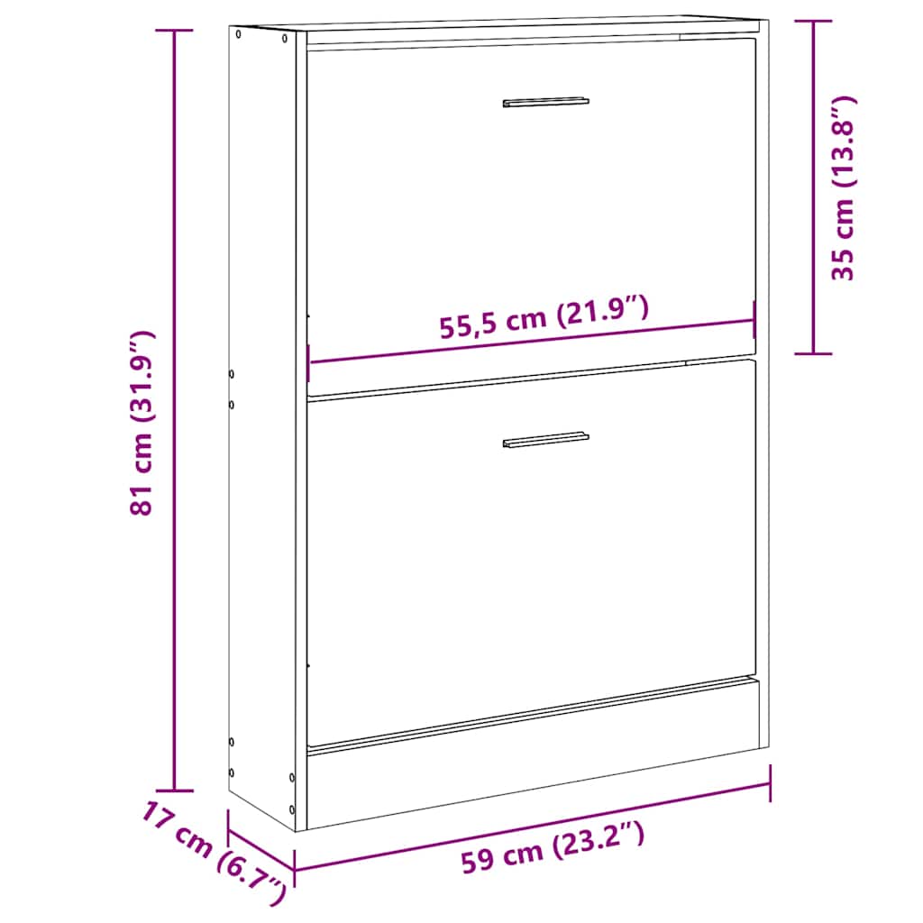 vidaXL Shoe Cabinet Concrete Grey 59x17x81 cm Engineered Wood