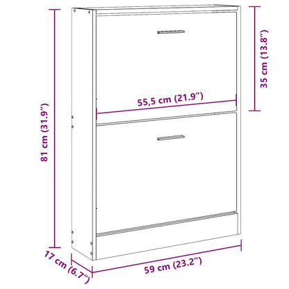 vidaXL Shoe Cabinet Concrete Grey 59x17x81 cm Engineered Wood