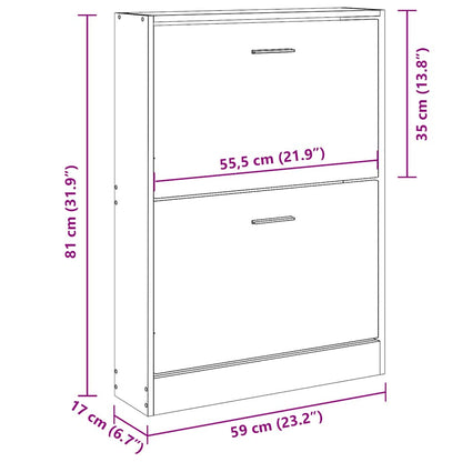 vidaXL Shoe Cabinet Concrete Grey 59x17x81 cm Engineered Wood