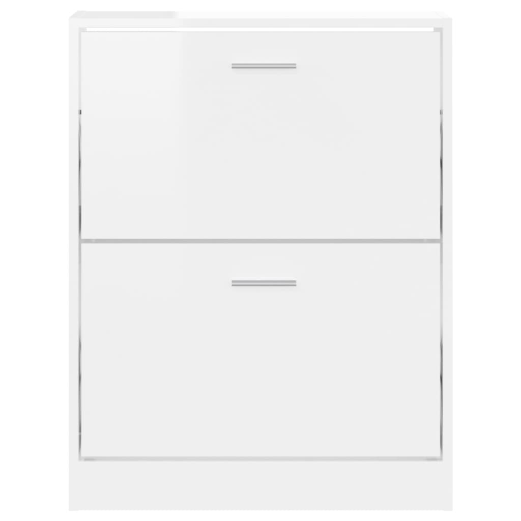 vidaXL Shoe Cabinet High Gloss White 59x17x81 cm Engineered Wood