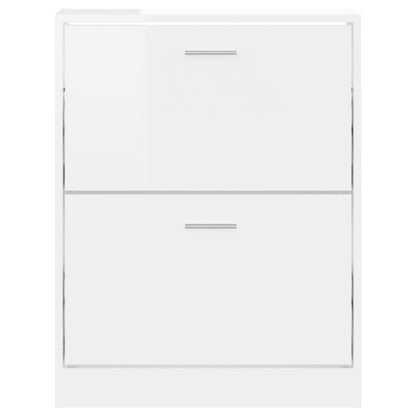 vidaXL Shoe Cabinet High Gloss White 59x17x81 cm Engineered Wood