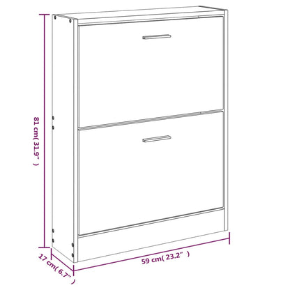 vidaXL Shoe Cabinet High Gloss White 59x17x81 cm Engineered Wood