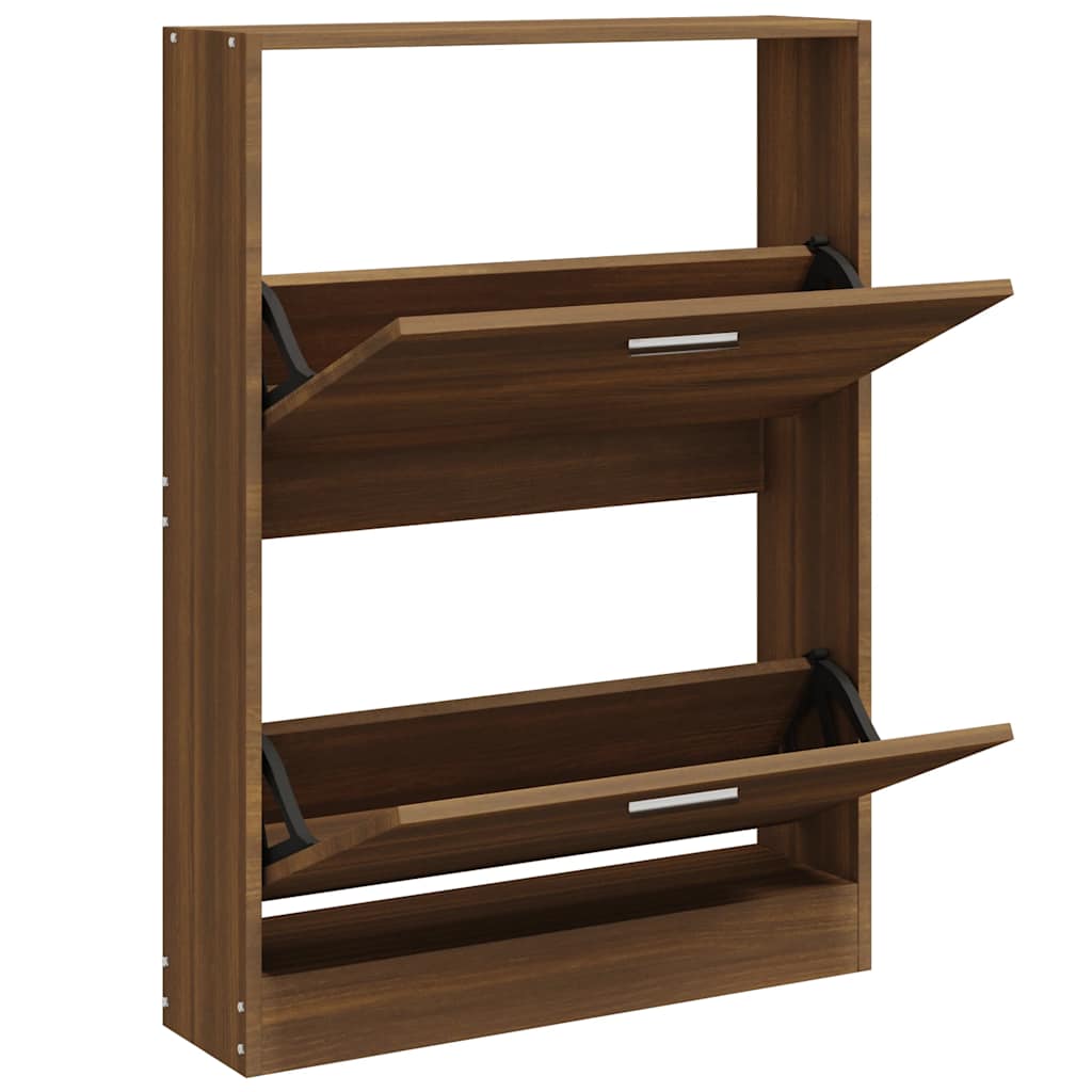 vidaXL Shoe Cabinet Brown Oak 59x17x81 cm Engineered Wood