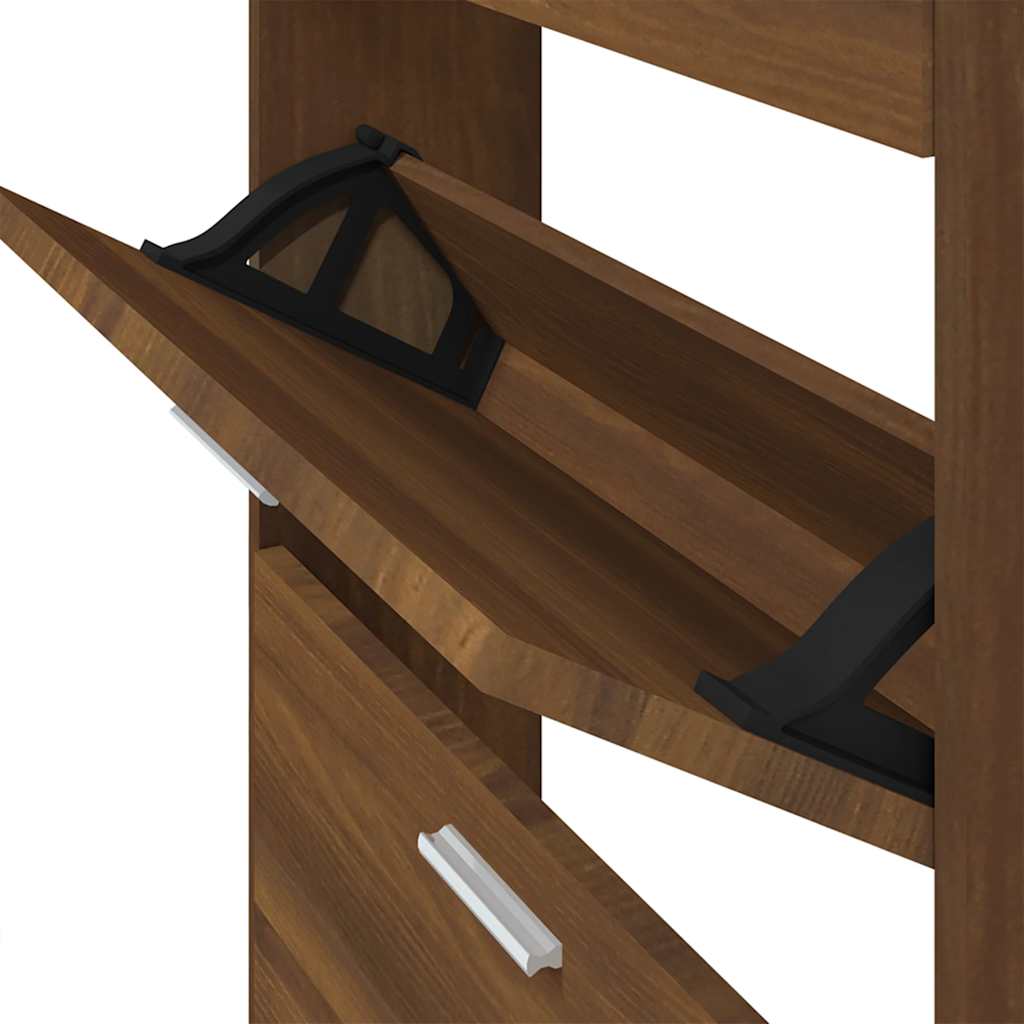vidaXL Shoe Cabinet Brown Oak 59x17x81 cm Engineered Wood
