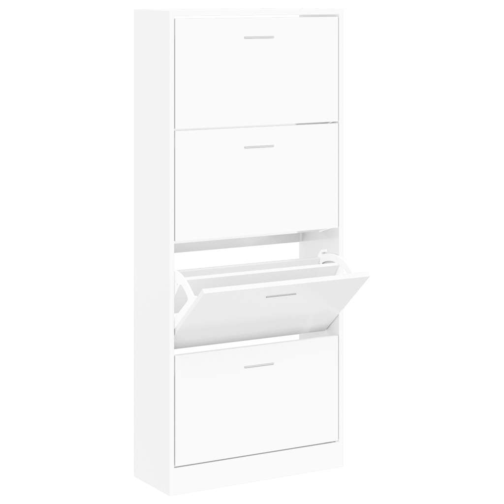 vidaXL Shoe Cabinet White 63x24x147 cm Engineered Wood